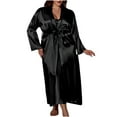 thumbnail image 1 of Women's Plus Size Satin Robes Set with Nightgown Silk Kimono Pajamas 2 Piece Sleepwear Camisole Wedding Bride Gown Set, 1 of 5