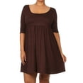 thumbnail image 1 of Women's Plus Size Scoop Neck 3/4 Sleeves  Babydoll Midi Mini Dress, 1 of 5