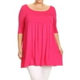 thumbnail image 1 of Women's Plus Size Scoop Neck 3/4 Sleeves  Babydoll Midi Mini Dress, 1 of 5