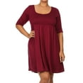 thumbnail image 1 of Women's Plus Size Scoop Neck 3/4 Sleeves  Babydoll Midi Mini Dress, 1 of 5