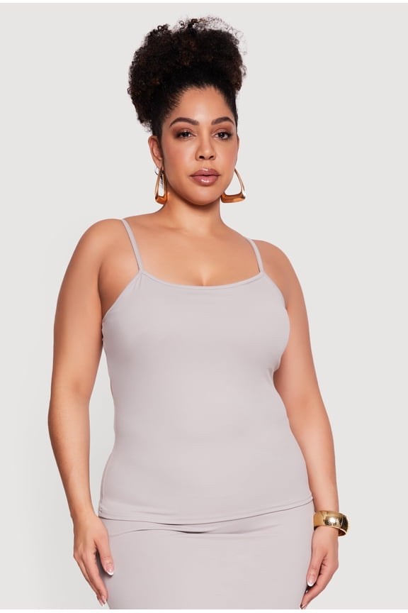 Women's Plus Size Scoop Neck Cami with Shelf Bra