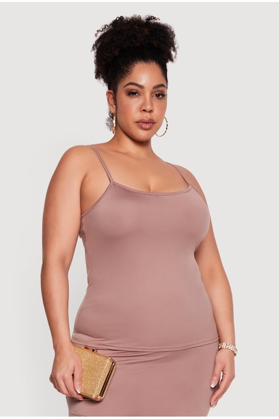 Women's Plus Size Scoop Neck Cami with Shelf Bra