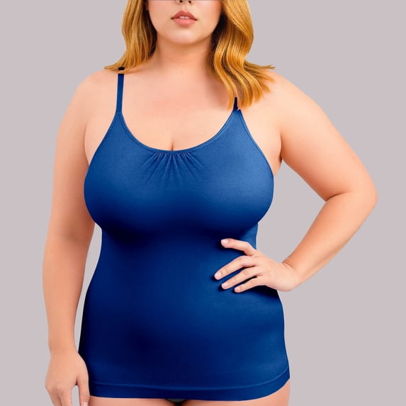 Women's Plus Size Scoop Neck Camis Tops Body Shapewear Tummy Control Tank Top Casual Solid Crewneck Loose Sleeveless T Shirts Tanks