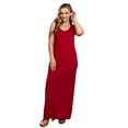 thumbnail image 1 of Women's Plus Size Scoop Neck Maxi Tank Dress 95% Polyester 5% Spandex Casual Sleeveless Floor Length Everyday Wear, 1 of 11