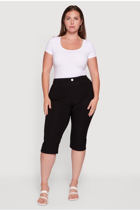 Women's Plus Size Scuba High Waisted Capri Pants