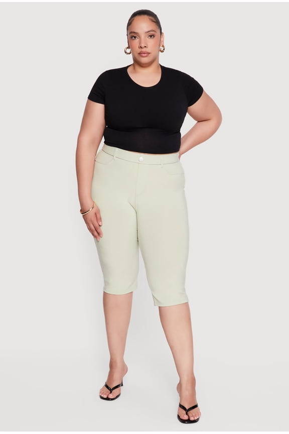 Women's Plus Size Scuba High Waisted Capri Pants