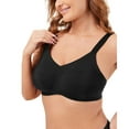thumbnail image 1 of Women's Plus Size Seamless Everyday Versatile V-Shape Supportive Wireless Bra Bralette Black 2XL, 1 of 7