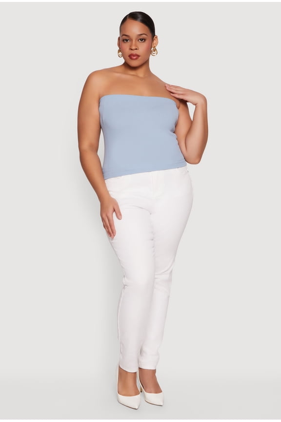 Women's Plus Size Seamless Ribbed Knit Tube Top
