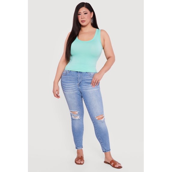 Women's Plus Size Seamless Scoop Neck Tank Top
