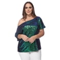 thumbnail image 1 of Women's Plus Size Sequin One Shoulder Short Sleeve Party Top, Mermaid, Large, 1 of 6