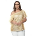 thumbnail image 1 of Women's Plus Size Sequin One Shoulder Short Sleeve Party Top, 1 of 6