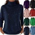 thumbnail image 1 of Women's & Plus Size Sequin Sweater, Sparkly Turtleneck Long Sleeve Relaxed Fit, Fall Winter Soft Basic Casual Tops S-5XL, 1 of 5