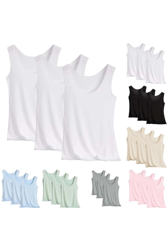 Women's Plus Size Sequin U-Neck Tank Tops 3-Pack for Summer Casual Daily Wear