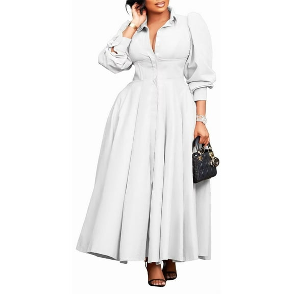 Women's Plus Size Sexy Pleated Party Dress Wrap V Neck A-line Maxi Club Dresses