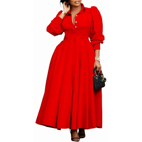 Women's Plus Size Sexy Pleated Party Dress Wrap V Neck A-line Maxi Club Dresses
