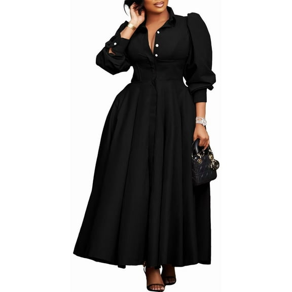 Women's Plus Size Sexy Pleated Party Dress Wrap V Neck A-line Maxi Club Dresses