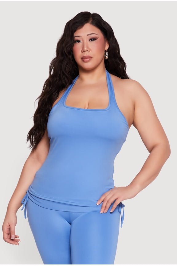 Women's Plus Size Shelf Bra Soft Knit Halter Top