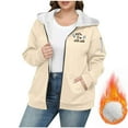 thumbnail image 1 of Women's Plus Size Sherpa Lined Jackets with Pockets Full Zip Up Hoodie Fleece Coat Long Sleeve Thick Warm Sweatshirt (4XL, Khaki 01), 1 of 5