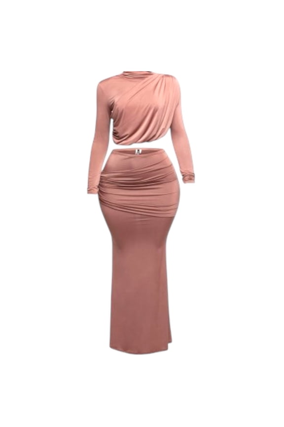 Women's Plus Size Shirring Maxi Skirt Set