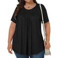 thumbnail image 1 of Women's Plus Size Shirt Flowy Tunic Tee Short Sleeve Crew Neck Tshirts Casual Soft Summer Blouse, 1 of 6