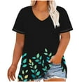 thumbnail image 1 of Women's Plus Size Shirts Casual Blouses Top V-Neck Fashion Floral Print Short Sleeve T-shirt Summer Loose Breathable Oversized Pullover Tops Print 05 4XL, 1 of 5