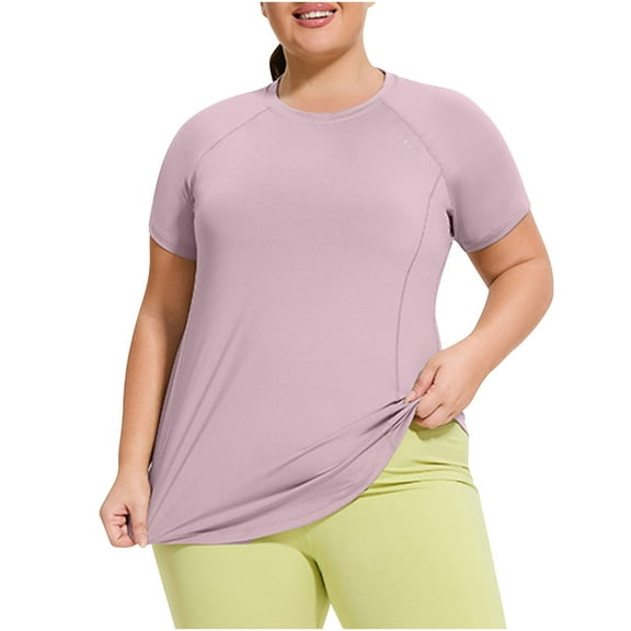 Women's Plus Size Shirts Short Sleeve Workout Shirts Quick Dry T-Shirts Loose Fit Tunic Tops for Athletic Yoga Running
