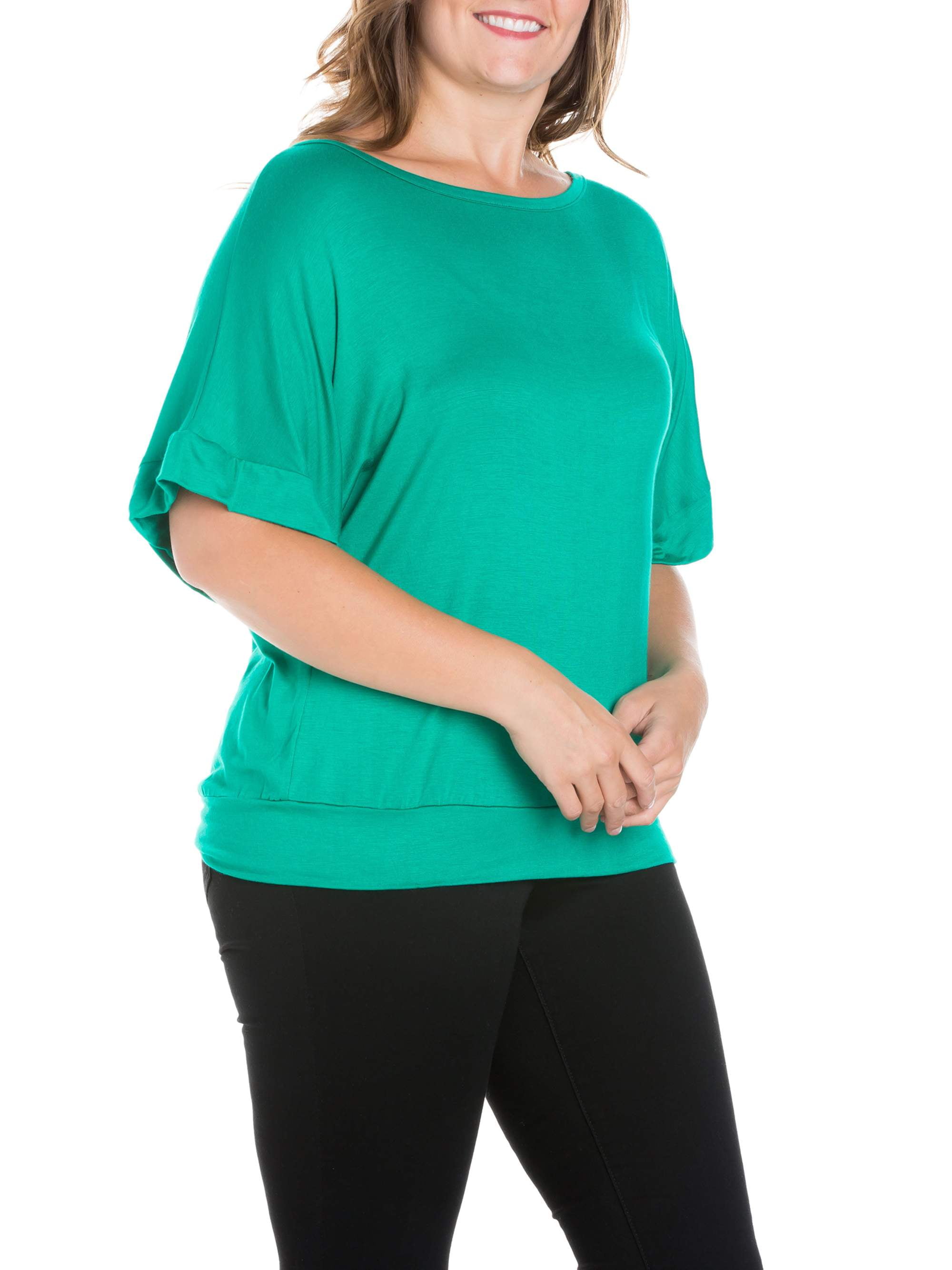 Women's Plus Size Short Sleeve Loose Fitting Dolman Top