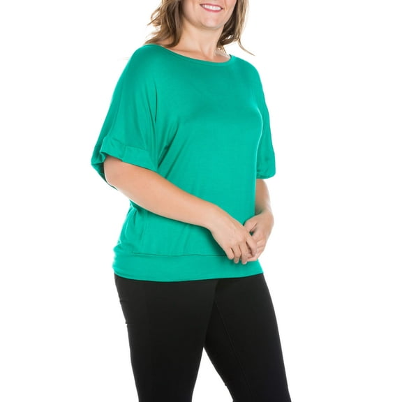 Women's Plus Size Short Sleeve Loose Fitting Dolman Top