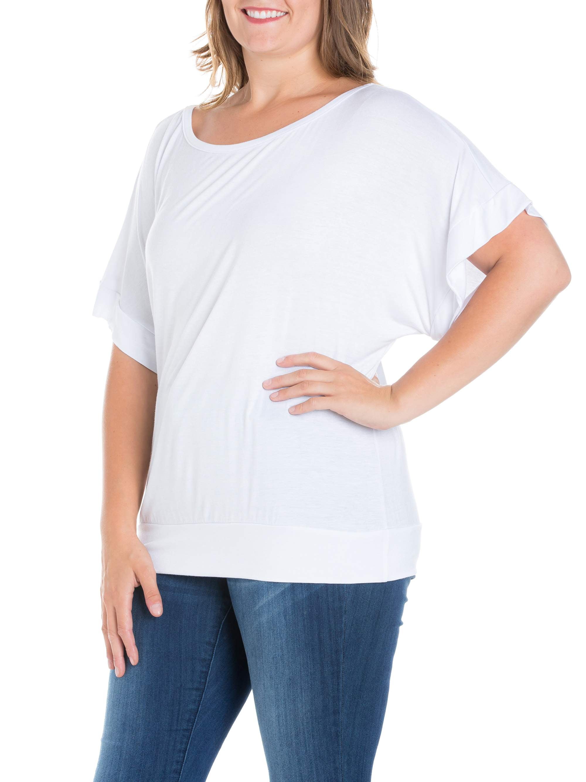 Women's Plus Size Short Sleeve Loose Fitting Dolman Top