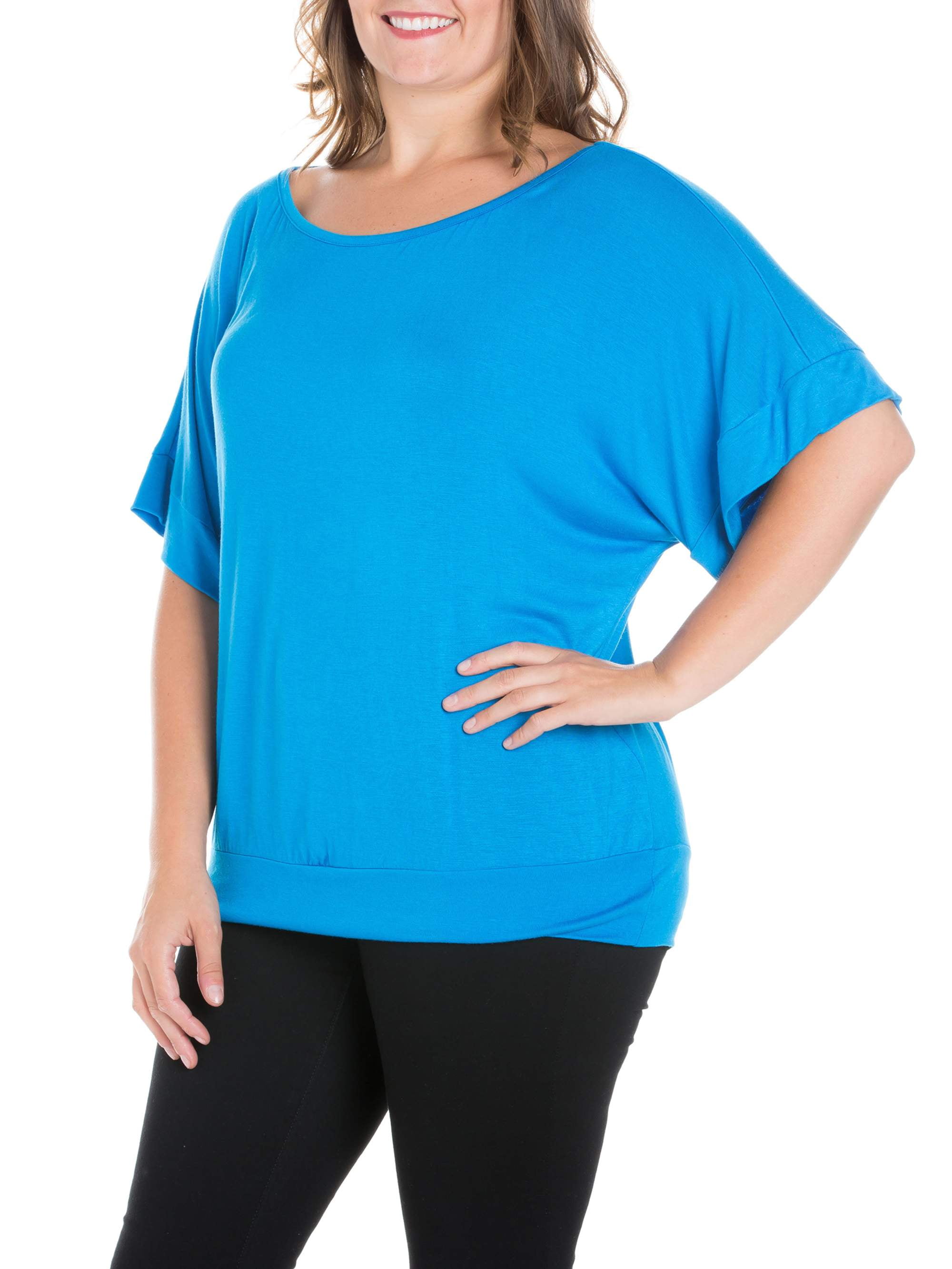 Women's Plus Size Short Sleeve Loose Fitting Dolman Top