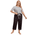 thumbnail image 1 of ebukurty Plus Size Pajama Set for Women 2 Piece Grey Short Sleeves Tee and Heart Pants Sleepwear, Sizes 0XL-5XL, 1 of 12