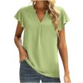 thumbnail image 1 of Women's Plus Size Short Sleeve Solid Color Ruffle Collar V-Neck T-Shirt, 1 of 1