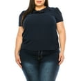 thumbnail image 1 of Women's Plus Size Short Sleeve Top with Puff Sleeves Lace Accent Round Neck, 1 of 5