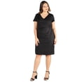 thumbnail image 1 of Women’s Plus Size Short Sleeve V Neck Faux Wrap Dress, 1 of 3