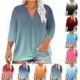 thumbnail image 1 of Women's Plus Size Short Sleeve V Neck Tops Blouses Shirts Floral Print Loose Fit Casual Daily Wear Business Office Vacation Fashion Essential Gift for Women | CSEONE,Navy L, 1 of 9