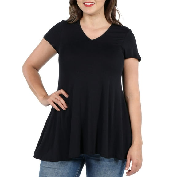 Women's Plus Size Short Sleeve V Neck Tunic T Shirt