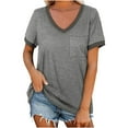 thumbnail image 1 of Viikei Women's Plus Size Short Sleeve V-Neck Uniform Printed Pockets T-Shirt, 1 of 7