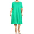 thumbnail image 1 of Women's Plus Size Short Sleeves A-Line Round Neck Casual Solid Midi Dress, 1 of 5