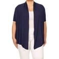 thumbnail image 1 of Moa Collection Women's Plus Size Short Sleeves Draped Open Front Casual Solid Cardigan, 1 of 5