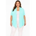 thumbnail image 1 of Women's Plus Size Short Sleeves Draped Open Front Casual Solid Cardigan, 1 of 6