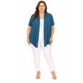 thumbnail image 1 of Women's Plus Size Short Sleeves Draped Open Front Casual Solid Cardigan, 1 of 6