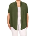 thumbnail image 1 of Moa Collection Women's Plus Size Short Sleeves Draped Open Front Casual Solid Cardigan, 1 of 5