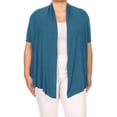thumbnail image 1 of Women's Plus Size Short Sleeves Draped Open Front Casual Solid Cardigan, 1 of 6