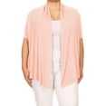 thumbnail image 1 of Moa Collection Women's Plus Size Short Sleeves Draped Open Front Casual Solid Cardigan, 1 of 5