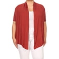 thumbnail image 1 of Women's Plus Size Short Sleeves Draped Open Front Casual Solid Cardigan, 1 of 6