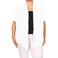thumbnail image 1 of Moa Collection Women's Plus Size Short Sleeves Draped Open Front Casual Solid Cardigan, 1 of 5