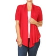 thumbnail image 1 of Women's Plus Size Short Sleeves Draped Open Front Solid Cardigan Loungewear Made in USA, Female, 1 of 5