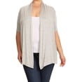 thumbnail image 1 of Women's Plus Size Short Sleeves Draped Open Front Solid Cardigan, 1 of 6