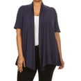 thumbnail image 1 of Women's Plus Size Short Sleeves Draped Open Front Solid Cardigan, 1 of 5
