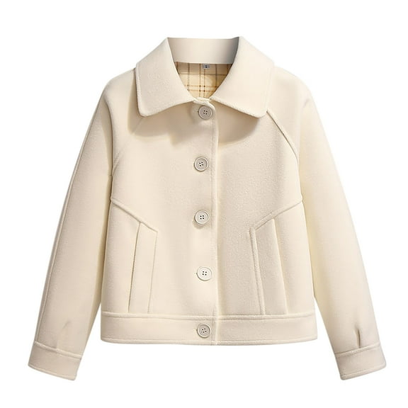 Women's Plus Size Short Wool Blend Jacket Stylish Casual Outerwear For All Seasons Comfortable Warm Coat